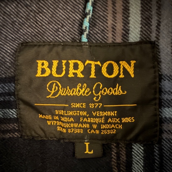 Burton Insulted Flannel - Blue Plaid Shirt - Size Large - Picture 3 of 4